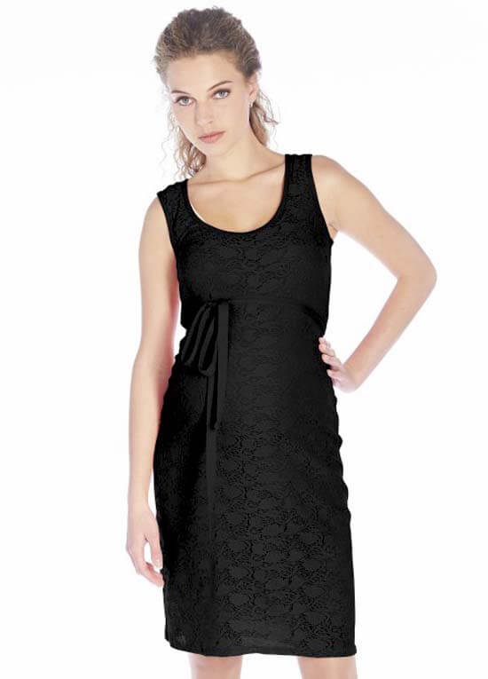 Black Sleeveless Lace Maternity Dress by Queen mum