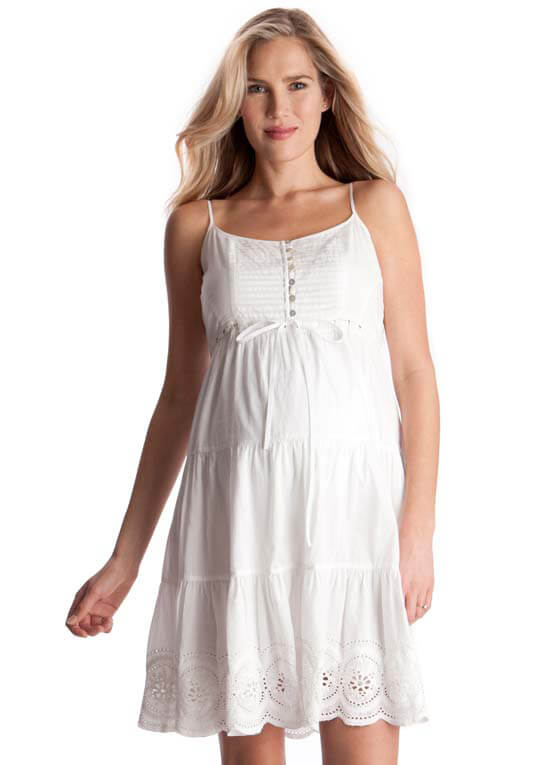 Summer White Maternity Cotton Cami Dress by Seraphine