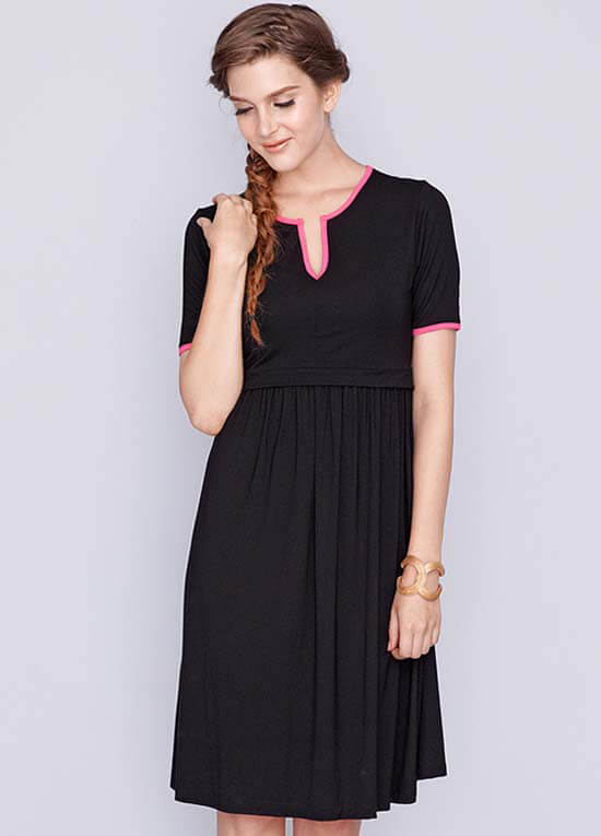 Linda Bamboo Maternity Nursing Dress in Black by Dote