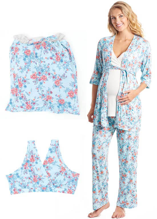 Susan 5 Piece Maternity Sleepwear Gift Set by Everly Grey
