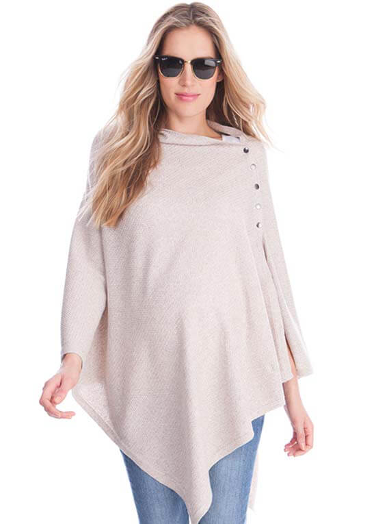 Sia Cotton Textured Knit Nursing Shawl in Oatmeal by Seraphine
