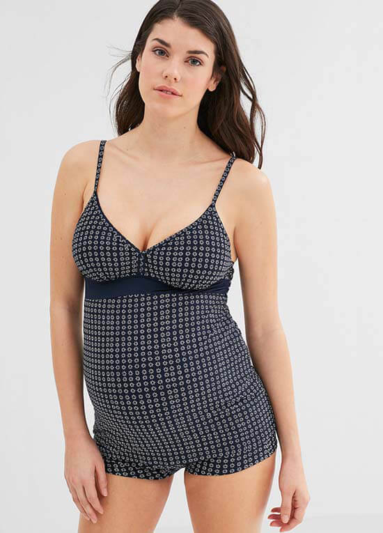 Night Blue Print Maternity Swimwear Tankini Top by Esprit
