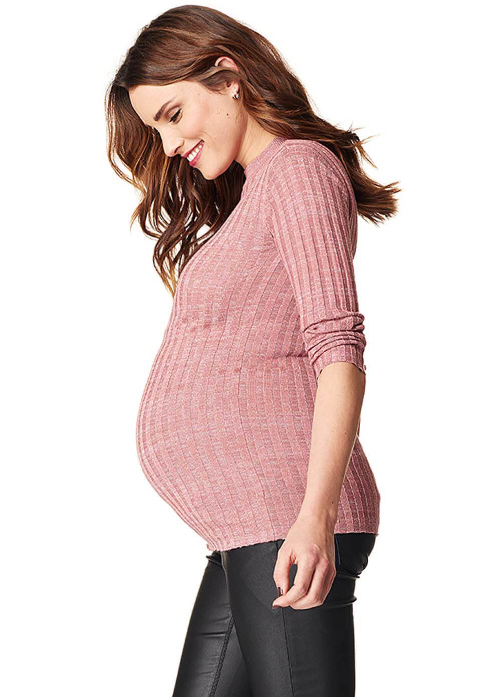Joy Ribbed Knit Maternity Jumper in Rose by Noppies