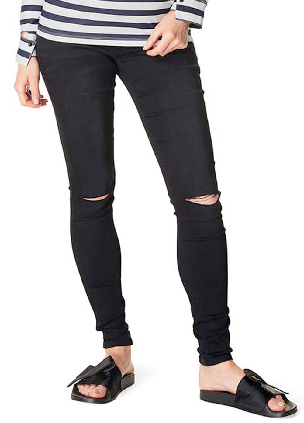 Ripped Skinny Black Maternity Jeans by Supermom