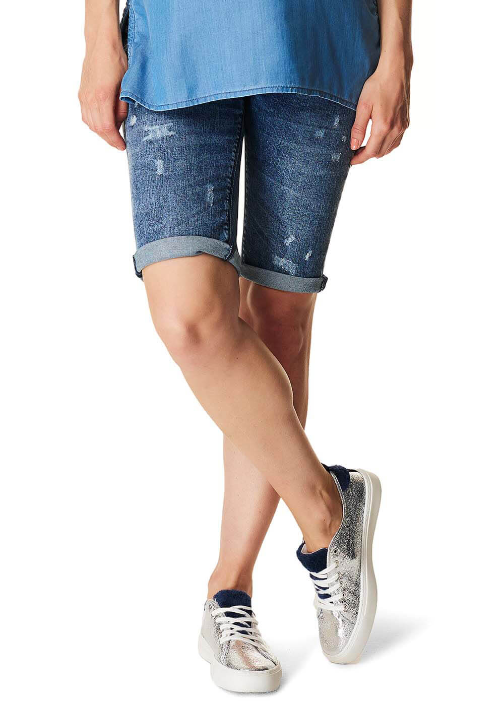 Distressed Maternity Denim Shorts by Supermom
