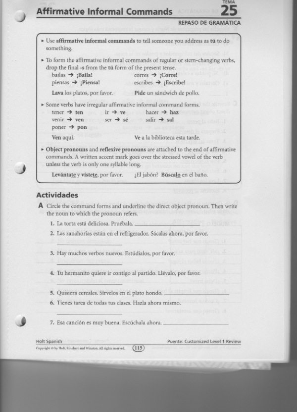 Quia Class Page Spanish 1 Period 2 (201112)