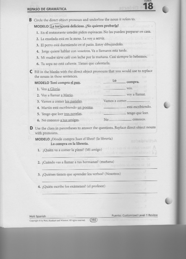 Quia Class Page Spanish 1 Period 2 (201112)
