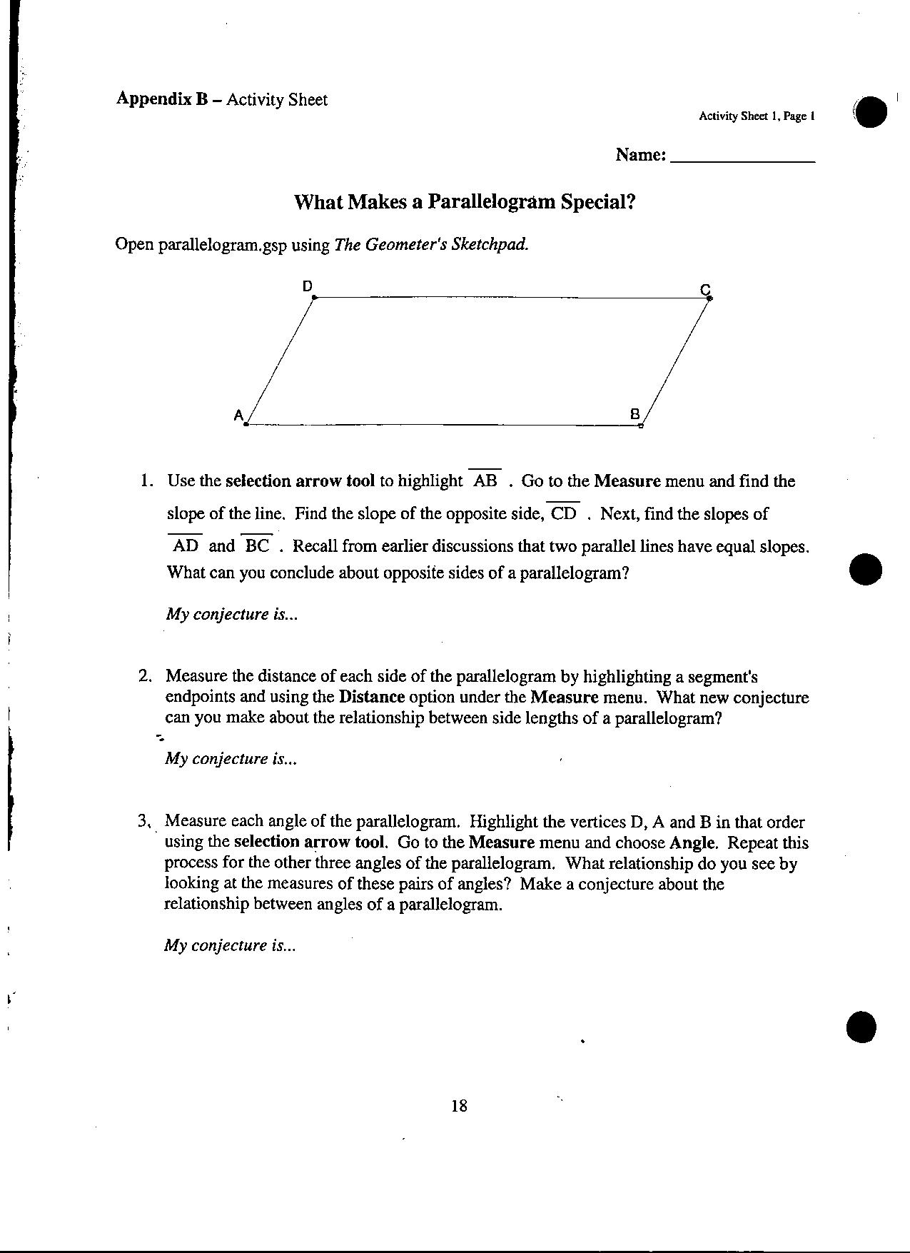 parallelogram activity WS 1 - Properties Of Parallelograms Quizlet