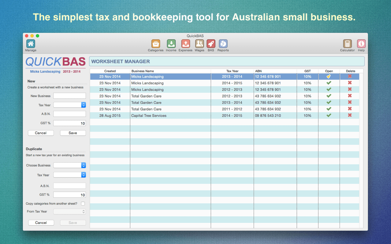 QuickBAS Small Business Tax and BAS Accounting Software
