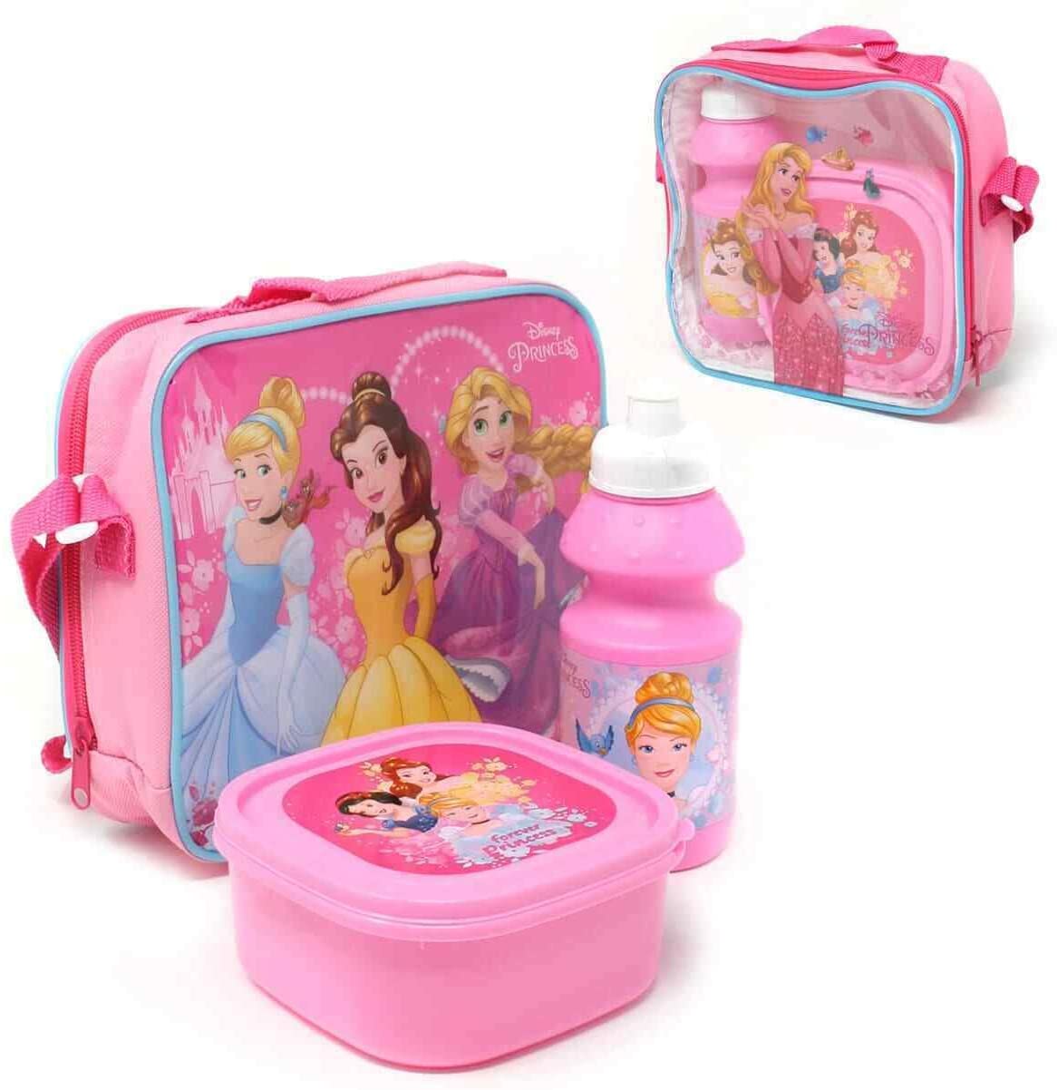 Disney Princess Sandwich Packed Lunch Box With Bag & Water Bottle