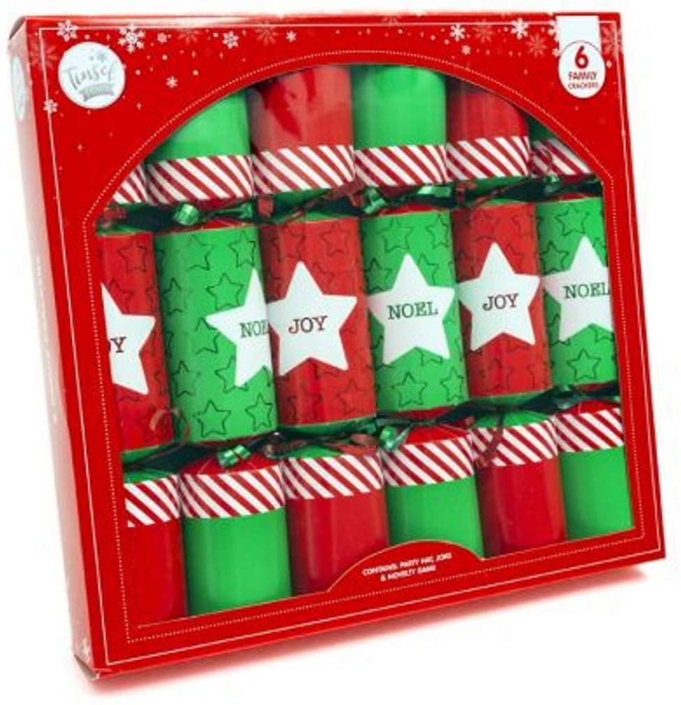 Box Of Six Traditional Red & Green Noel Joy 12" Christmas Crackers