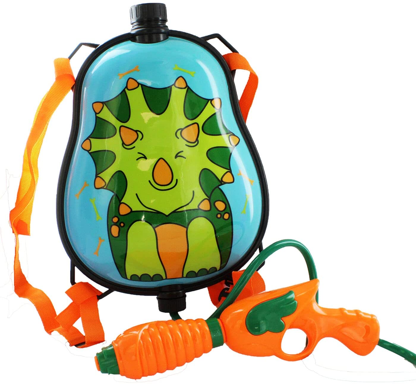Children's Kids Triceratops Dinosaur Water Blaster Backpack Soaker Pistol Gun
