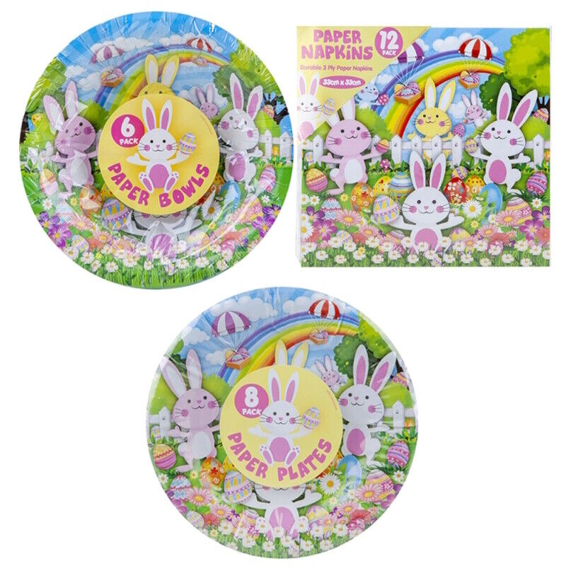 Easter Disposable Party Paper Tableware Bowl Plates Napkins