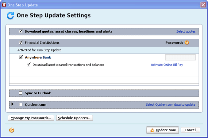 - Add an account Quicken
