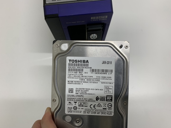 IO DATA製LAN DISK(HDLZ2WS2.0)のデータ復旧事例(RAID1 論理障害 データが見えなく