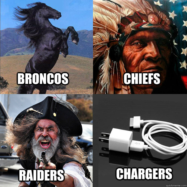 BRONCOS CHIEFS RAIDERS CHARGERS AFC West quickmeme