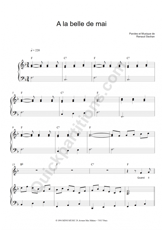 Télécharger partitions de Renaud (partitions musicales à imprimer)