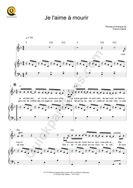 Download Francis Cabrel Digital Sheet Music and Tabs