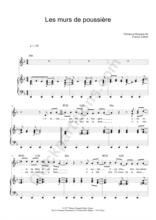 Francis Cabrel Sheet Music to download and print