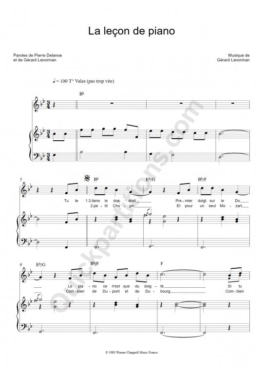 la lecon de piano Partitions gratuites PDF