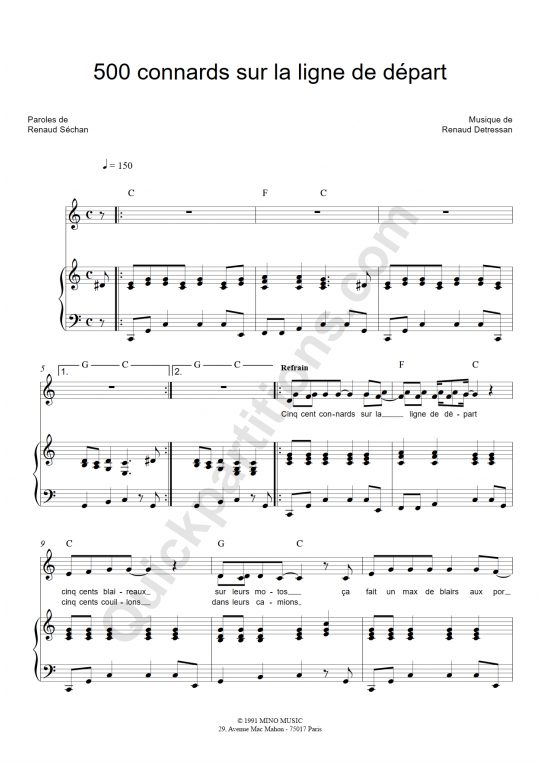 Partitions Numériques de Renaud pour Piano, Voix et Guitare