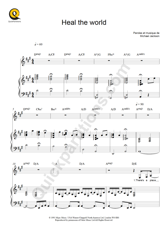 Michael Jackson Partitions musicales à imprimer Mondial de la