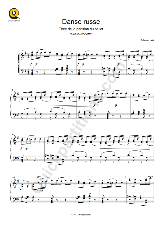 Partition piano Trépac Piotr Ilitch Tchaikovski (Partition Digitale)