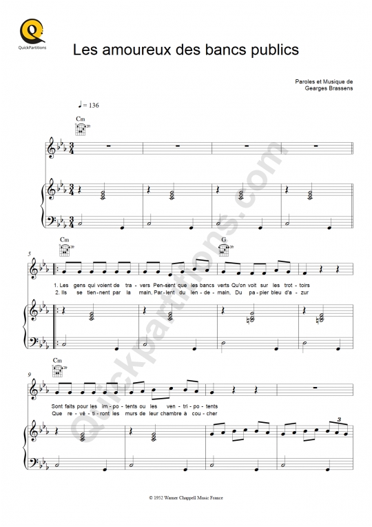 Télécharger partitions de Brassens (partitions musicales à