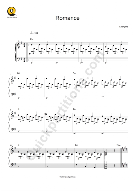 Tablature Guitare Romance (Jeux interdits) Narciso Yepes (Partition