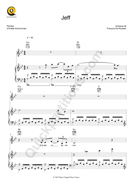 Partition piano Jeff de Nicoletta