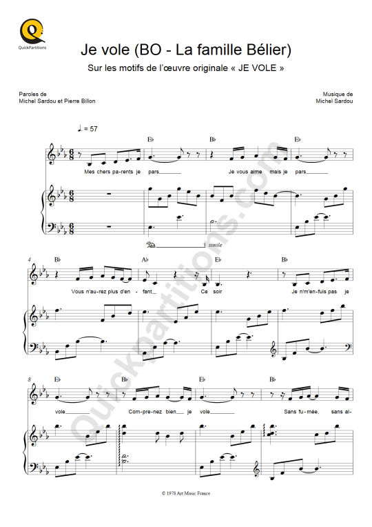 Partition piano Je vole de Louane