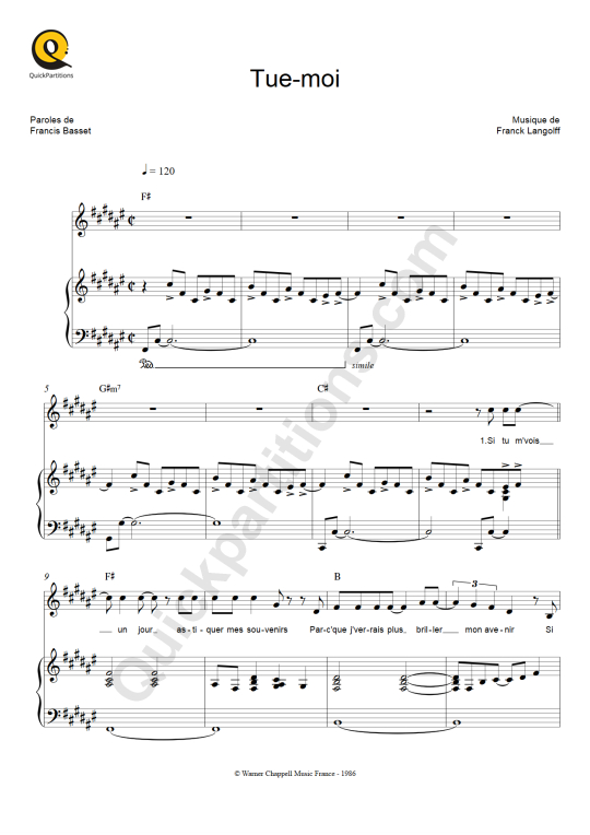 Florent Pagny Partitions musicales à imprimer Mondial de la