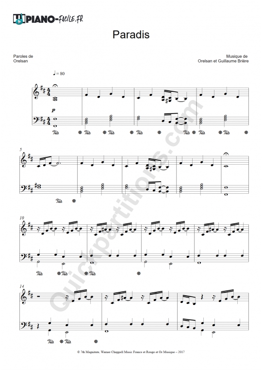 Atteindre Intéressant Chronique partition piano paradis orelsan prince