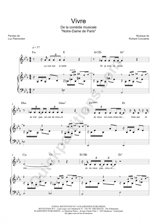 Notre Dame de Paris PDF free sheet music