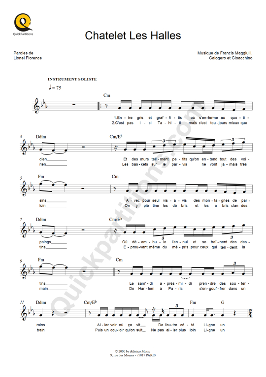 FlorentPagny Partitions musicales à imprimer Mondial de la