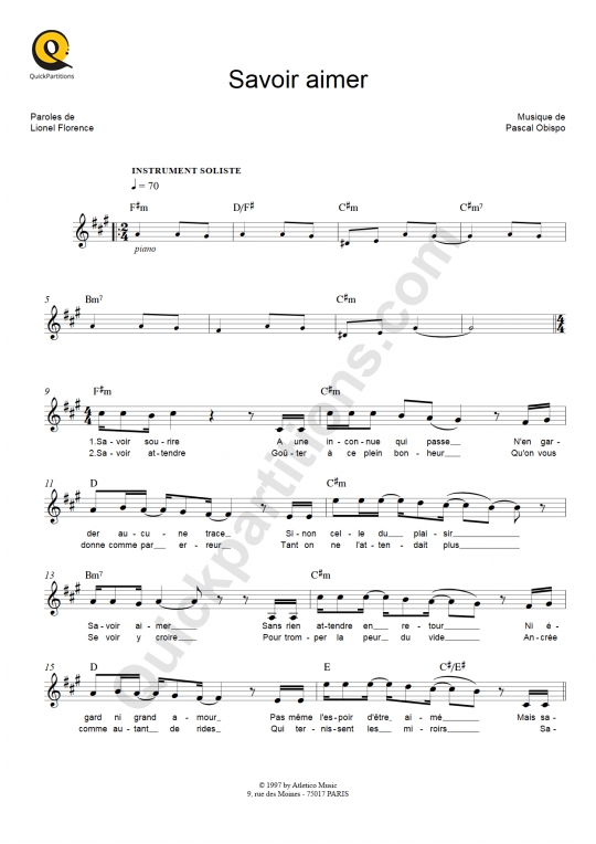 Télécharger partitions de Florent Pagny (partitions musicales à imprimer)