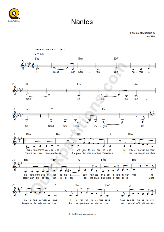 Partitions à télécharger de Barbara chez Quickpartitions