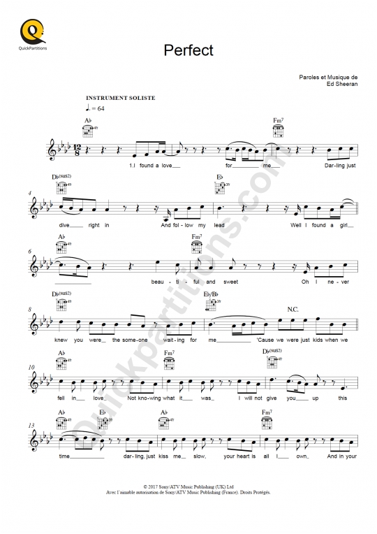 Perfect Leadsheet Sheet Music from Ed Sheeran
