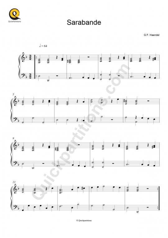 Free sheet music Haendel, Friedrich Sarabande (Piano solo)