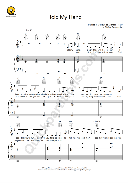 Partition piano Hold My Hand (Top Gun Maverick) de Lady Gaga