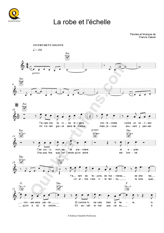 La robe et l'échelle Leadsheet Sheet Music from Francis Cabrel