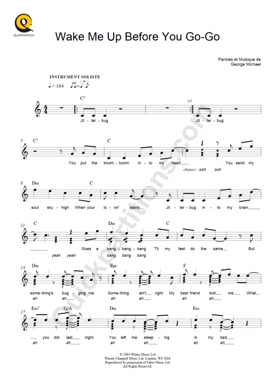 Wake Me Up Before You GoGo Leadsheet Sheet Music from Wham!