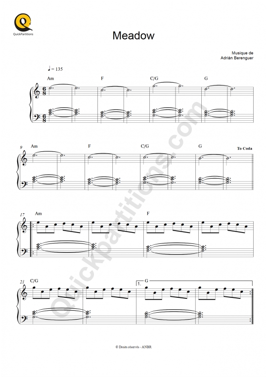 Meadow Piano Solo Sheet Music Berenguer Adrián (Digital Sheet Music)