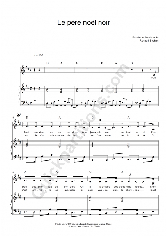 Partition piano chanson noel