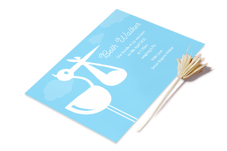 Personalised Birth Announcements Quick Turnaround QuickPrint (SW) Ltd. Exeter, Devon