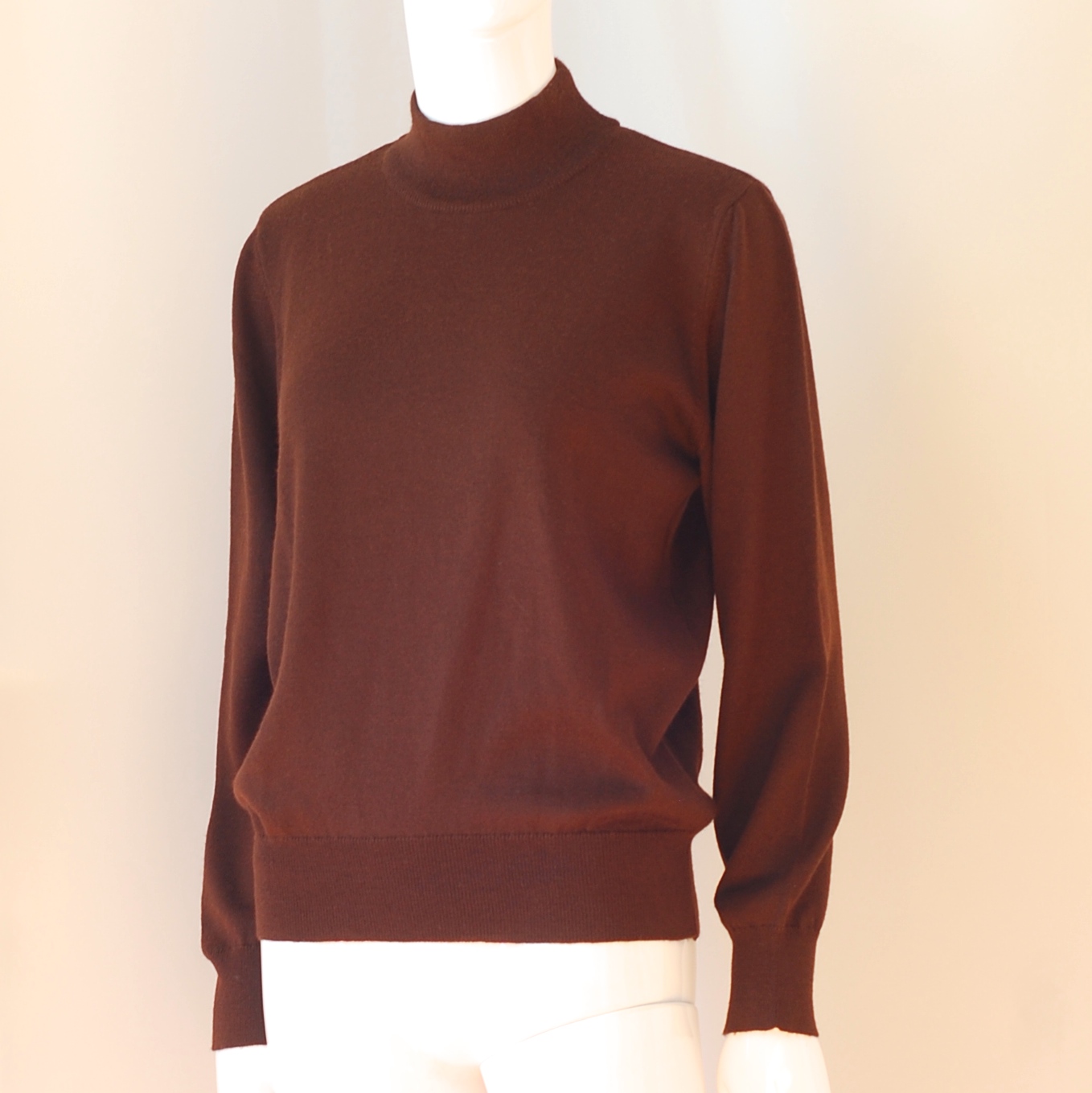 Rodier Sepia Coloured Wool Blend Mock Turtleneck Sweater France