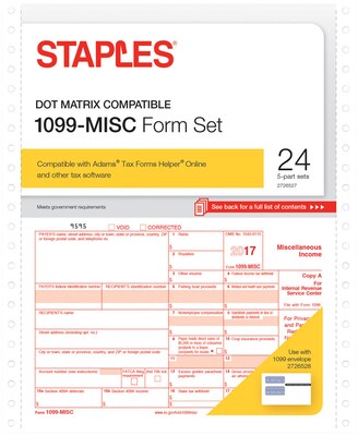 Staples 2017 Tax Forms, 1099-Misc Continuous, 24-Pack | Quill.com