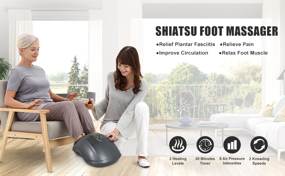 QUINEAR Shiatsu Foot Massager with Heat, Deep Kneading Air Compression