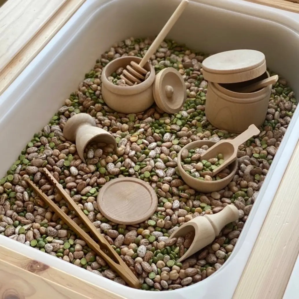 Montessori Waldorf Wooden Sensory Bin Tool Kit