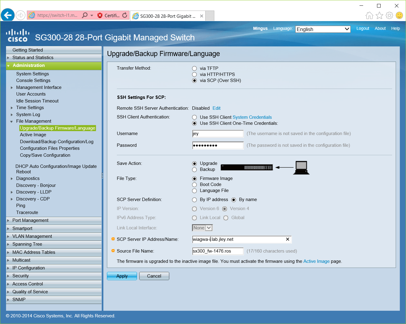 SG300 Switch Firmware via SCP – QuirkyVirtualization